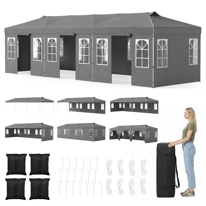 Pop Up Canopy Tent, Waterproof Outdoor Party Event Tent with Sidewalls, Center Lock & Sandbags Carry Bag, Portable Commercial Gazebo