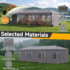 Pop Up Canopy Tent, Waterproof Outdoor Party Event Tent with Sidewalls, Center Lock & Sandbags Carry Bag, Portable Commercial Gazebo