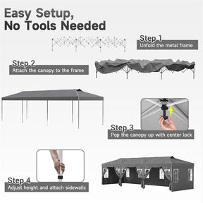 Pop Up Canopy Tent, Waterproof Outdoor Party Event Tent with Sidewalls, Center Lock & Sandbags Carry Bag, Portable Commercial Gazebo