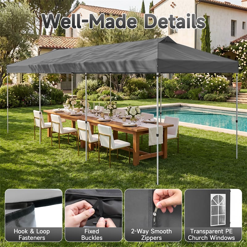 Pop Up Canopy Tent, Waterproof Outdoor Party Event Tent with Sidewalls, Center Lock & Sandbags Carry Bag, Portable Commercial Gazebo
