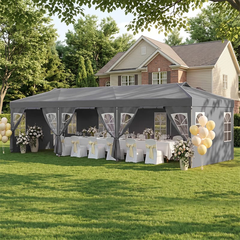 Pop Up Canopy Tent, Waterproof Outdoor Party Event Tent with Sidewalls, Center Lock & Sandbags Carry Bag, Portable Commercial Gazebo