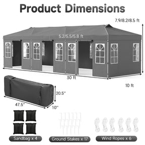 Pop Up Canopy Tent, Waterproof Outdoor Party Event Tent with Sidewalls, Center Lock & Sandbags Carry Bag, Portable Commercial Gazebo