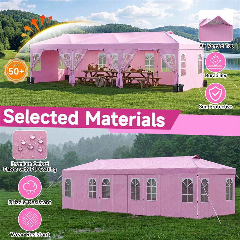 Pop Up Canopy Tent, Waterproof Outdoor Party Event Tent with Sidewalls, Center Lock & Sandbags Carry Bag, Portable Commercial Gazebo