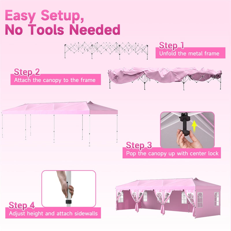 Pop Up Canopy Tent, Waterproof Outdoor Party Event Tent with Sidewalls, Center Lock & Sandbags Carry Bag, Portable Commercial Gazebo