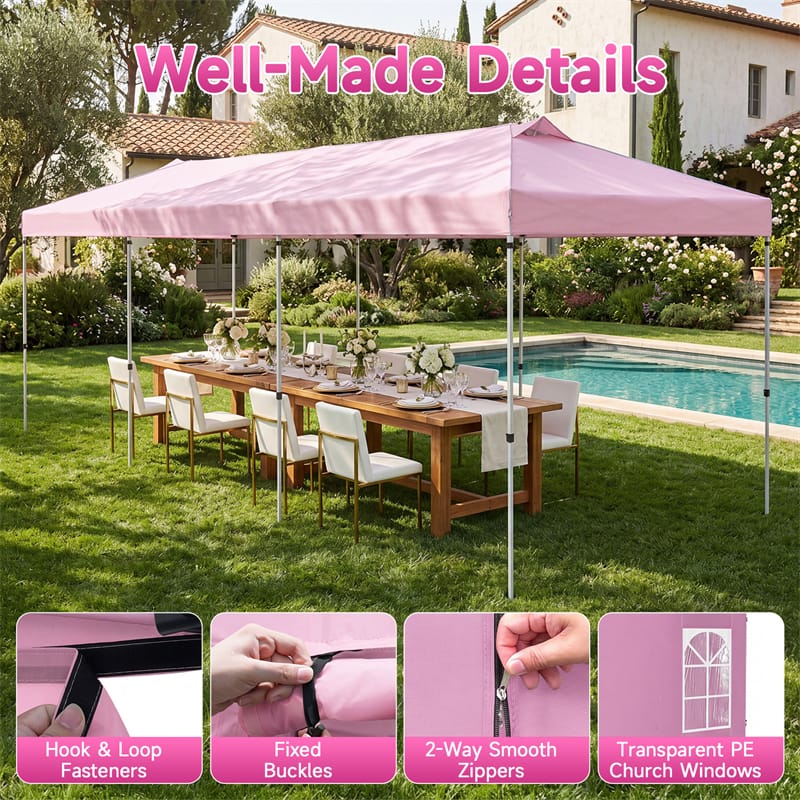 Pop Up Canopy Tent, Waterproof Outdoor Party Event Tent with Sidewalls, Center Lock & Sandbags Carry Bag, Portable Commercial Gazebo
