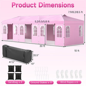 Pop Up Canopy Tent, Waterproof Outdoor Party Event Tent with Sidewalls, Center Lock & Sandbags Carry Bag, Portable Commercial Gazebo