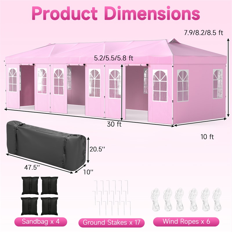 Pop Up Canopy Tent, Waterproof Outdoor Party Event Tent with Sidewalls, Center Lock & Sandbags Carry Bag, Portable Commercial Gazebo