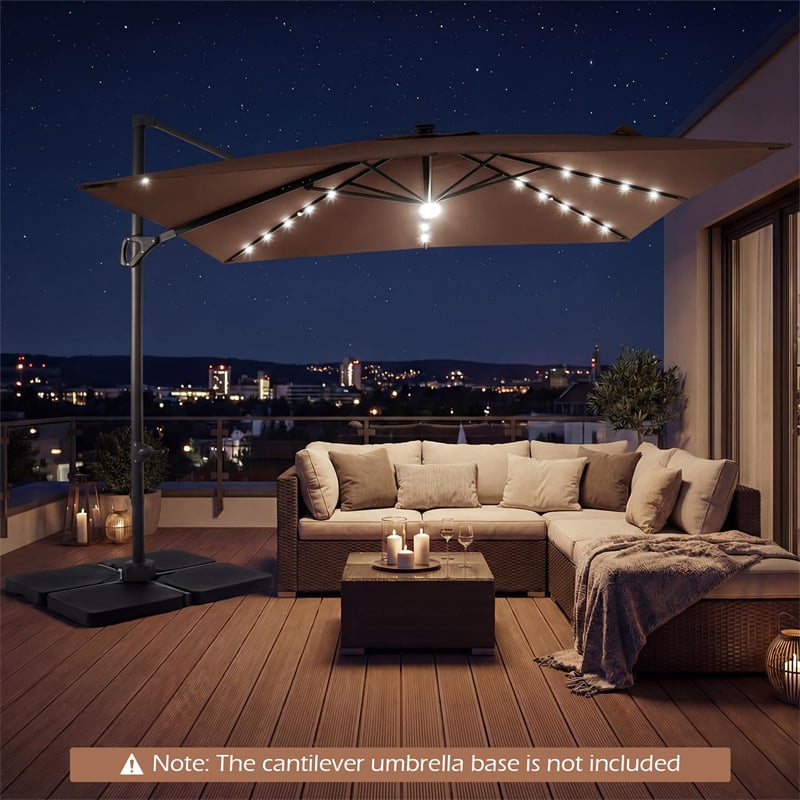 10 foot cantilever patio umbrella 10FT Square Offset Cantilever Patio Umbrella 32 Solar LED Lights