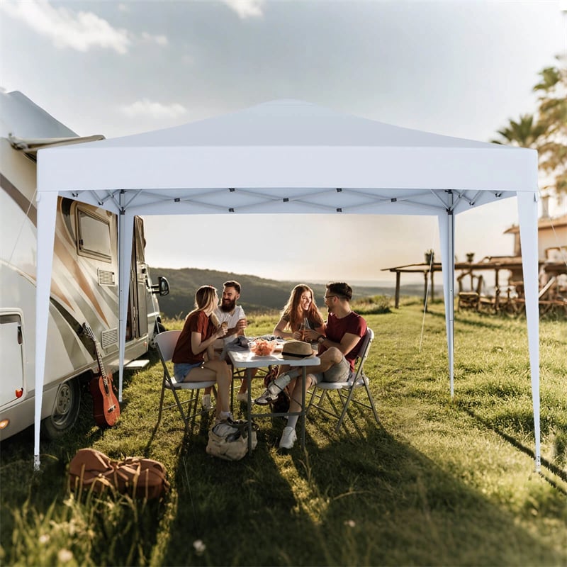 10x10FT Pop-Up Canopy Tent, Easy Setup Instant Folding Shelter w/ Mesh Netting, Carry Bag, Adjustable Height for Camping Outdoor Events