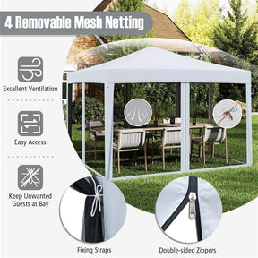 10x10FT Pop-Up Canopy Tent, Easy Setup Instant Folding Shelter w/ Mesh Netting, Carry Bag, Adjustable Height for Camping Outdoor Events