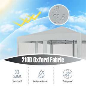 10x10FT Pop-Up Canopy Tent, Easy Setup Instant Folding Shelter w/ Mesh Netting, Carry Bag, Adjustable Height for Camping Outdoor Events