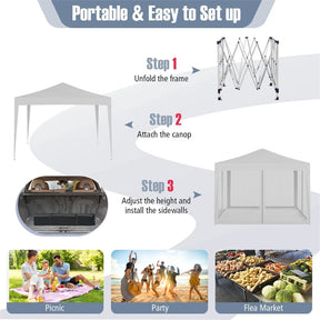10x10FT Pop-Up Canopy Tent, Easy Setup Instant Folding Shelter w/ Mesh Netting, Carry Bag, Adjustable Height for Camping Outdoor Events