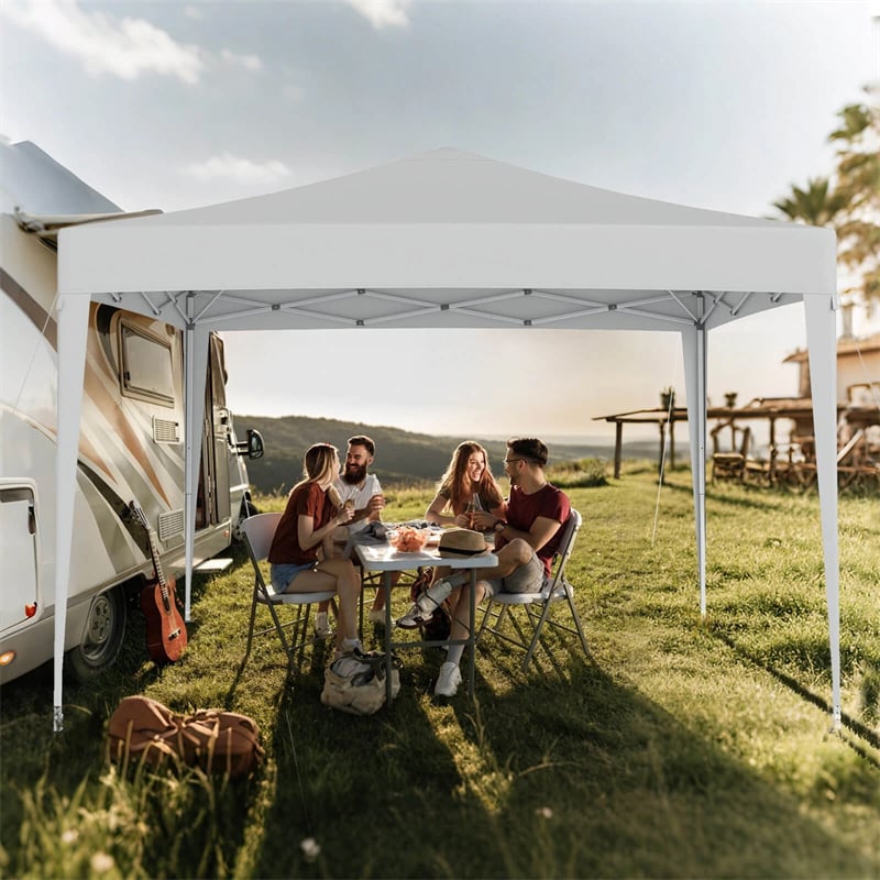 10x10FT Pop-Up Canopy Tent, Easy Setup Instant Folding Shelter w/ Mesh Netting, Carry Bag, Adjustable Height for Camping Outdoor Events