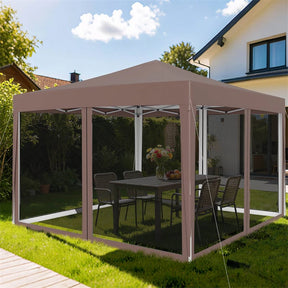 10x10FT Pop-Up Canopy Tent, Easy Setup Instant Folding Shelter w/ Mesh Netting, Carry Bag, Adjustable Height for Camping Outdoor Events