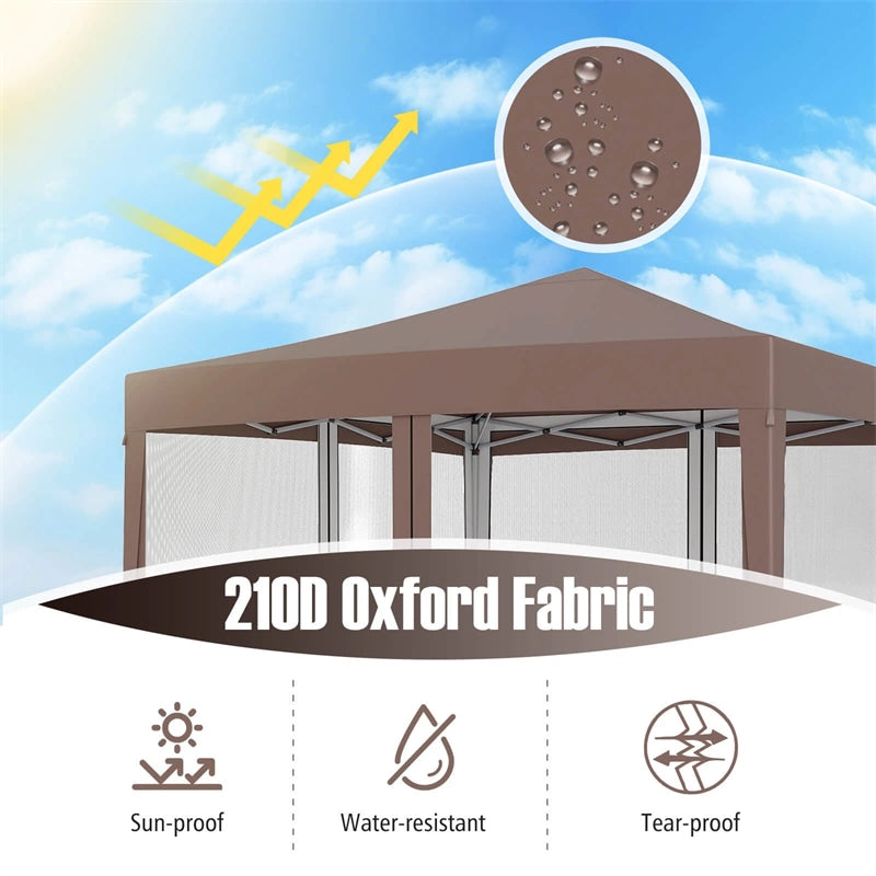 10x10FT Pop-Up Canopy Tent, Easy Setup Instant Folding Shelter w/ Mesh Netting, Carry Bag, Adjustable Height for Camping Outdoor Events