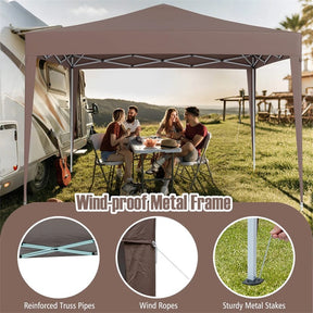10x10FT Pop-Up Canopy Tent, Easy Setup Instant Folding Shelter w/ Mesh Netting, Carry Bag, Adjustable Height for Camping Outdoor Events