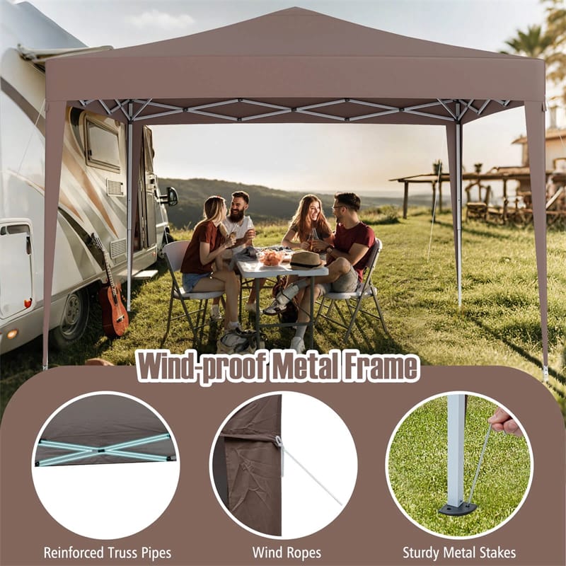 10x10FT Pop-Up Canopy Tent, Easy Setup Instant Folding Shelter w/ Mesh Netting, Carry Bag, Adjustable Height for Camping Outdoor Events