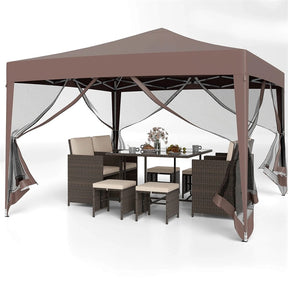 10x10FT Pop-Up Canopy Tent, Easy Setup Instant Folding Shelter w/ Mesh Netting, Carry Bag, Adjustable Height for Camping Outdoor Events