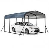 Heavy-Duty Galvanized Steel Carport, Hardtop Garage Shelter with Leak-proof Roof & Slant Legs, Outdoor Car Canopy Tent for Trucks & Boats