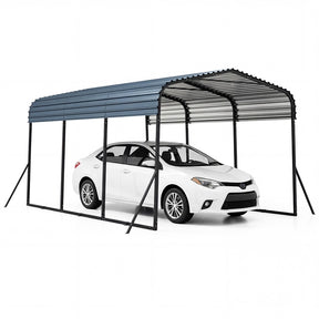 Heavy-Duty Galvanized Steel Carport, Hardtop Garage Shelter with Leak-proof Roof & Slant Legs, Outdoor Car Canopy Tent for Trucks & Boats