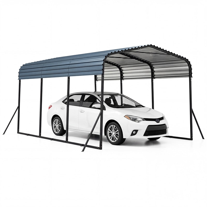 Heavy-Duty Galvanized Steel Carport, Hardtop Garage Shelter with Leak-proof Roof & Slant Legs, Outdoor Car Canopy Tent for Trucks & Boats