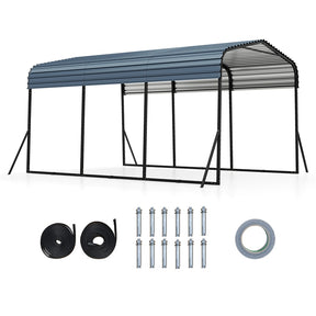 Heavy-Duty Galvanized Steel Carport, Hardtop Garage Shelter with Leak-proof Roof & Slant Legs, Outdoor Car Canopy Tent for Trucks & Boats