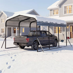 Heavy-Duty Galvanized Steel Carport, Hardtop Garage Shelter with Leak-proof Roof & Slant Legs, Outdoor Car Canopy Tent for Trucks & Boats