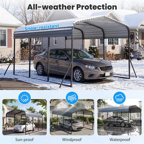Heavy-Duty Galvanized Steel Carport, Hardtop Garage Shelter with Leak-proof Roof & Slant Legs, Outdoor Car Canopy Tent for Trucks & Boats