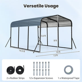 Heavy-Duty Galvanized Steel Carport, Hardtop Garage Shelter with Leak-proof Roof & Slant Legs, Outdoor Car Canopy Tent for Trucks & Boats