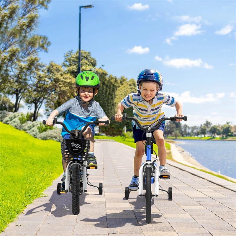 12-20 Inch Kids Bike with Removable Training Wheels, Basket & Bell for 3-8 Years Old Boys Girls, Adjustable Children Bicycle