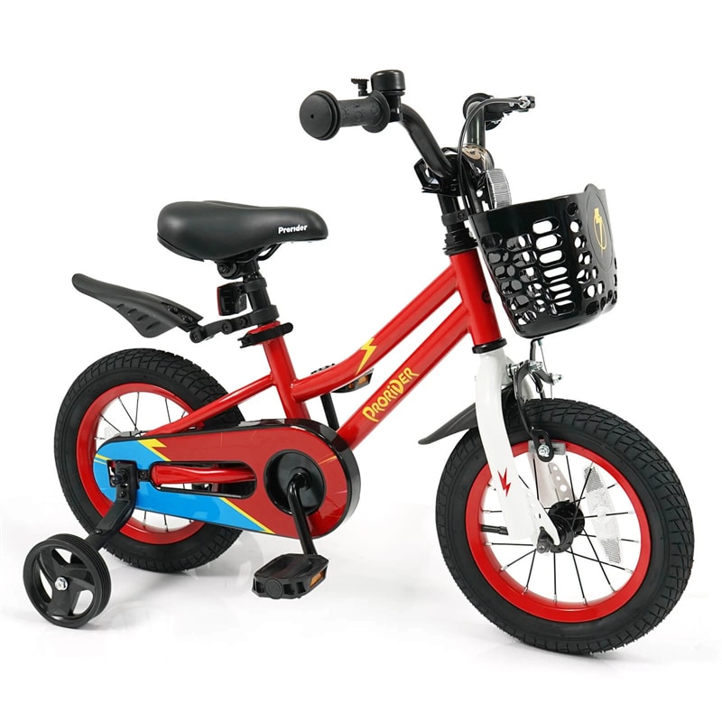 12-20 Inch Kids Bike with Removable Training Wheels, Basket & Bell for 3-8 Years Old Boys Girls, Adjustable Children Bicycle