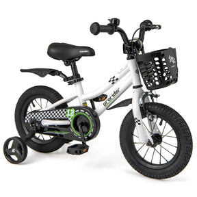 12-20 Inch Kids Bike with Removable Training Wheels, Basket & Bell for 3-8 Years Old Boys Girls, Adjustable Children Bicycle