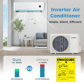 12000 BTU 18.1 SEER2 Mini Split Air Conditioner & Heater, WiFi Alexa Enabled Inverter Ductless AC & Heat Pump System, Cools Up to 600 Sq Ft