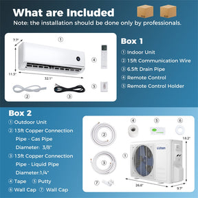 12000 BTU 18.1 SEER2 Mini Split Air Conditioner & Heater, WiFi Alexa Enabled Inverter Ductless AC & Heat Pump System, Cools Up to 600 Sq Ft