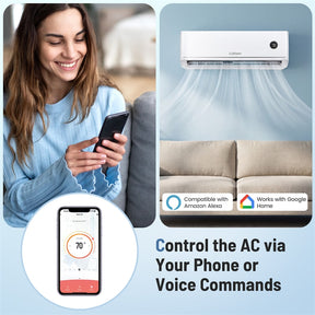 12000 BTU 18.1 SEER2 Mini Split Air Conditioner & Heater, WiFi Alexa Enabled Inverter Ductless AC & Heat Pump System, Cools Up to 600 Sq Ft
