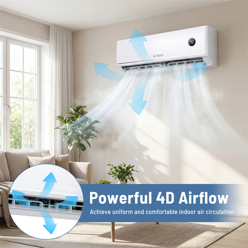 12000 BTU 18.1 SEER2 Mini Split Air Conditioner & Heater, WiFi Alexa Enabled Inverter Ductless AC & Heat Pump System, Cools Up to 600 Sq Ft