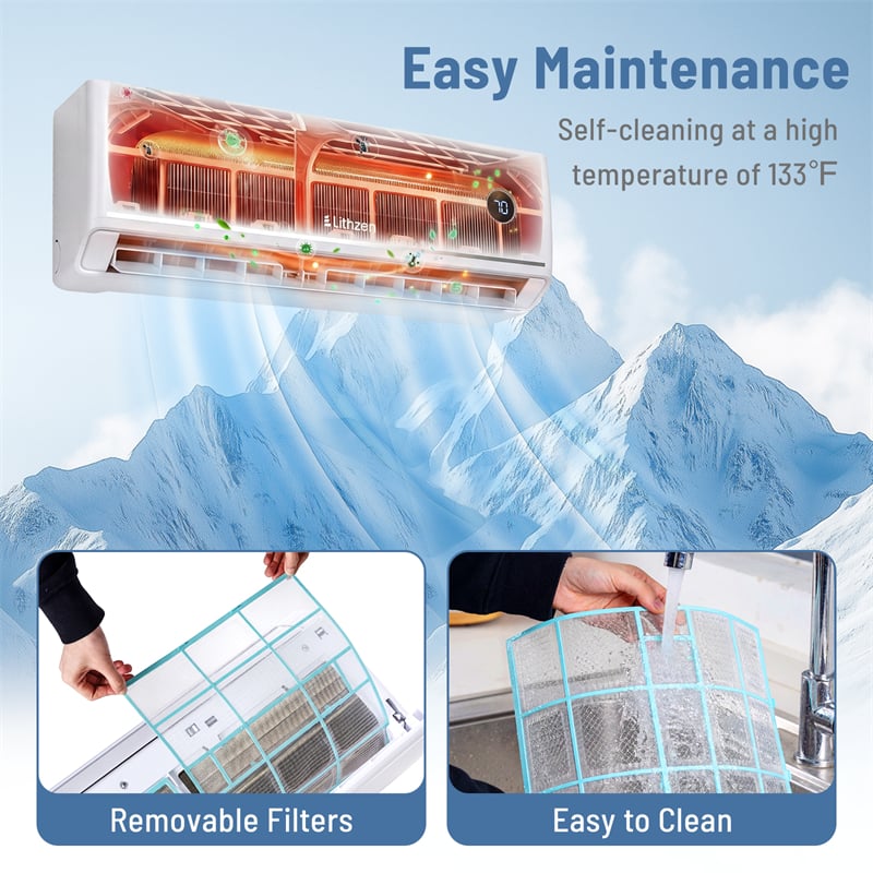 12000 BTU 18.1 SEER2 Mini Split Air Conditioner & Heater, WiFi Alexa Enabled Inverter Ductless AC & Heat Pump System, Cools Up to 600 Sq Ft