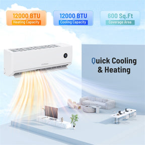 12000 BTU 18.1 SEER2 Mini Split Air Conditioner & Heater, WiFi Alexa Enabled Inverter Ductless AC & Heat Pump System, Cools Up to 600 Sq Ft