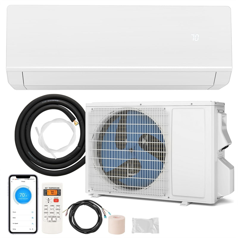 Energy Star Certified 12000 BTU 24 SEER2 Mini Split Air Conditioner with Heat Pump, WiFi Enabled Ductless Inverter AC Unit Cools 750 Sq.Ft