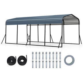 Heavy-Duty Galvanized Steel Carport, Hardtop Garage Shelter with Leak-proof Roof & Slant Legs, Outdoor Car Canopy Tent for Trucks & Boats