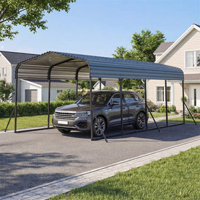 Heavy-Duty Galvanized Steel Carport, Hardtop Garage Shelter with Leak-proof Roof & Slant Legs, Outdoor Car Canopy Tent for Trucks & Boats
