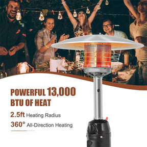 13,000 BTU Portable Tabletop Propane Patio Heater, Stainless Steel LP Gas Heater with Weighted Base & Adjustable Thermostat for Backyard, Restaurant