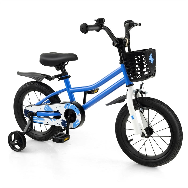 12-20 Inch Kids Bike with Removable Training Wheels, Basket & Bell for 3-8 Years Old Boys Girls, Adjustable Children Bicycle