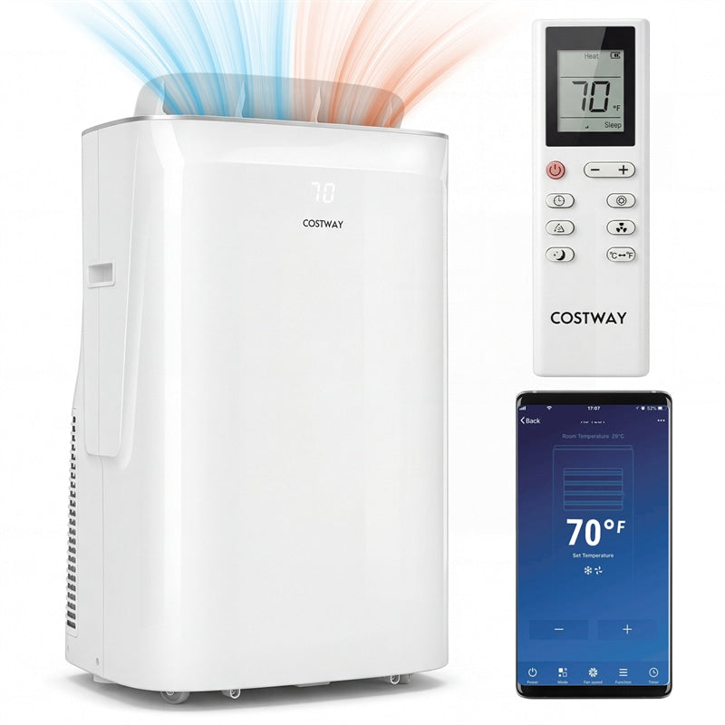 15000 BTU Inverter Portable Air Conditioner, 4-in-1 Smart WiFi AC Unit with Heat, Dehumidifier, Fan, Auto Swing & Window Kit, Cools Up to 750 Sq.Ft