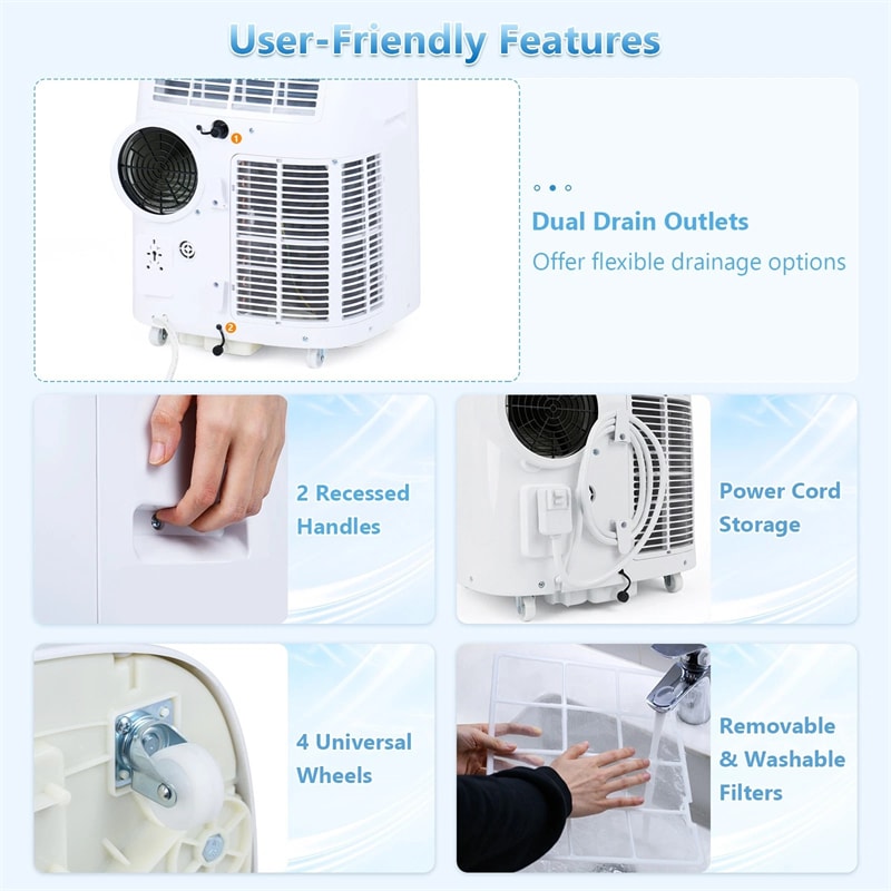 15000 BTU Portable Air Conditioner with WiFi & APP Control, 4-in-1 AC Unit with Fan, Dehumidifier & Sleep Mode, 24H Timer, Cools up to 750 Sq.Ft