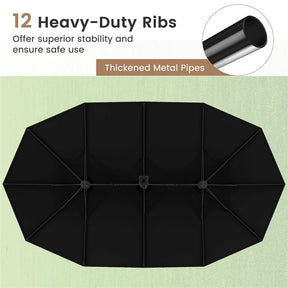 15FT Double Sided Patio Umbrella with Cross Base & Crank, Extra Large Steel Outdoor Market Umbrella UV Protection for Backyard, Poolside