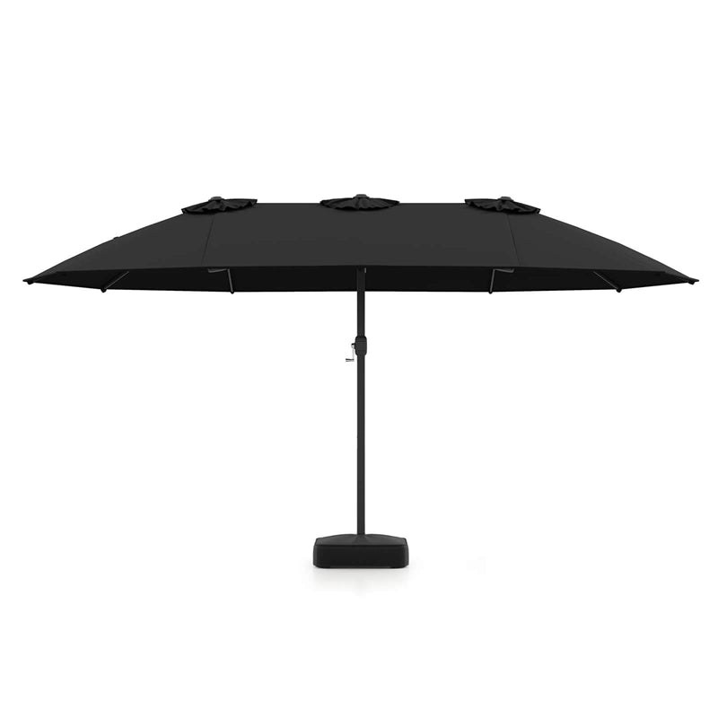 15FT Double Sided Patio Umbrella with Cross Base & Crank, Extra Large Steel Outdoor Market Umbrella UV Protection for Backyard, Poolside