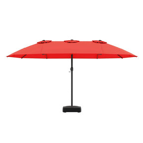 15FT Double Sided Patio Umbrella with Cross Base & Crank, Extra Large Steel Outdoor Market Umbrella UV Protection for Backyard, Poolside