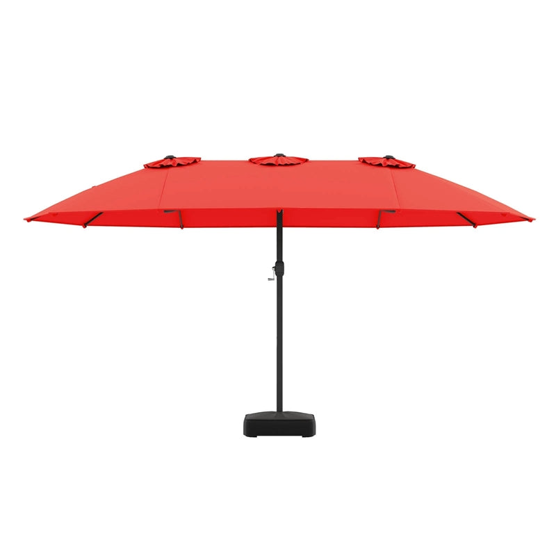 15FT Double Sided Patio Umbrella with Cross Base & Crank, Extra Large Steel Outdoor Market Umbrella UV Protection for Backyard, Poolside