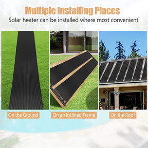 Solar Pool Heater Panels for Inground Above Ground Swimming Pools, Weatherproof Solar Water Heating System Warmer for Outdoor Roof